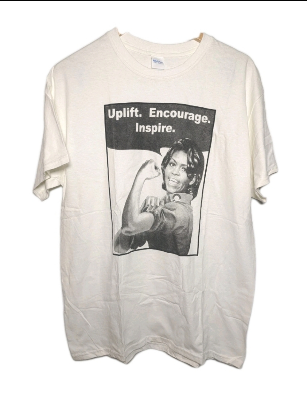 T Shirt Short Sleeve Michelle Obama Rosie Rivitor Women Size Large White